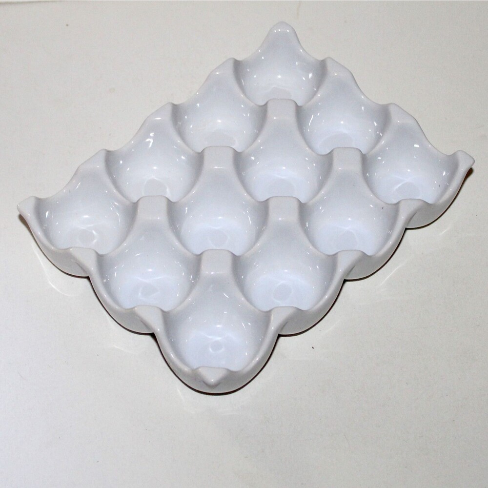 12 Egg Holder tray Chantal white porcelain dozen Kitchen modern farmhouse